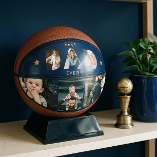 Ballon De Basket Meilleur DAD Jamais Multiples Photo Collage Garde