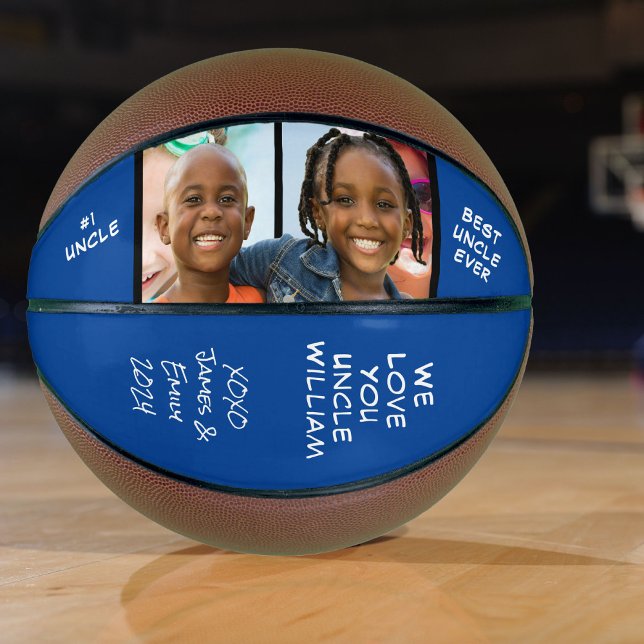 Ballon De Basket Meilleur Oncle jamais photo bleu (Créateur téléchargé)