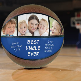 Ballon De Basket Meilleur Oncle Jamais Photo Personnalisée Bleu