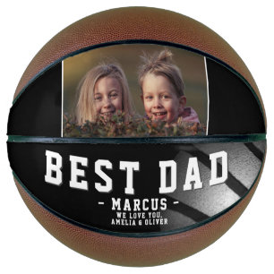 Ballon De Basket Meilleur Papa Balle Noir Argent Photo Fête des Pèr