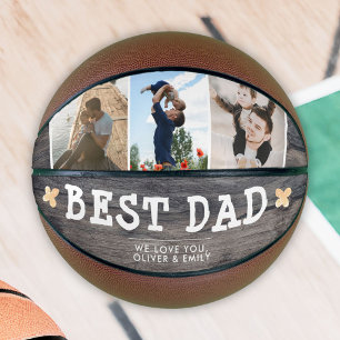 Ballon De Basket Meilleur Papa Bois Rustique 3 Collage Photo Souven