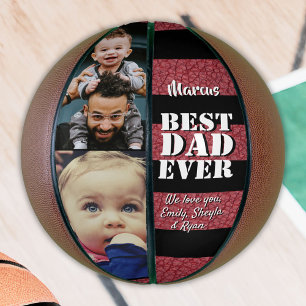 Ballon De Basket Meilleur papa Cuir rouge Imprimer 2 Photo Fête du 