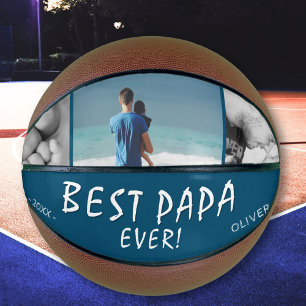 Ballon De Basket Meilleur Papa Ever Blue 3 Photo Collage