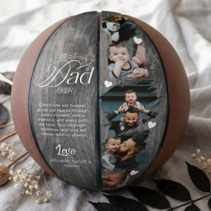 Ballon De Basket Meilleur Papa Ever Collage Photo Bois Fête des Pèr