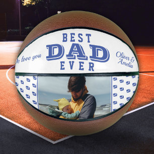 Ballon De Basket Meilleur Papa Ever Typographie Photo Panier Bleu