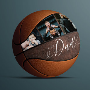 Ballon De Basket Meilleur papa Jamais Fête des pères en cuir Collag
