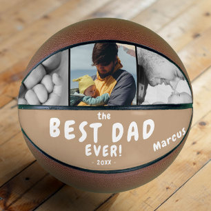 Ballon De Basket Meilleur papa Jamais Père's Day 3 Photo Collage