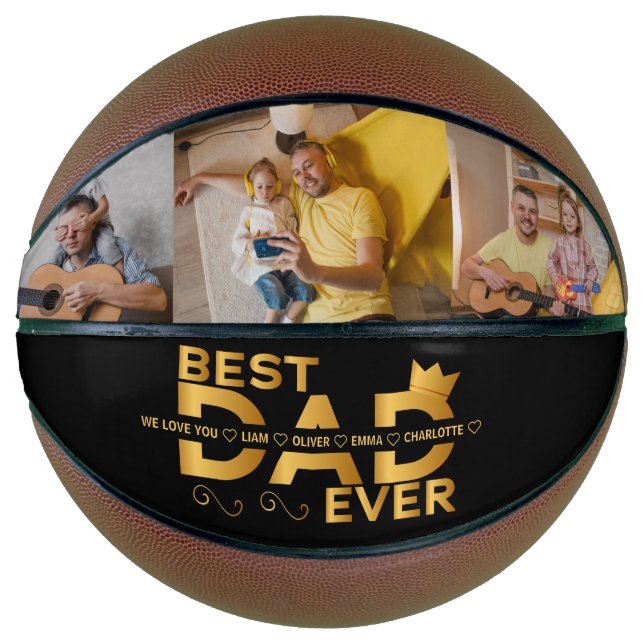 Ballon De Basket Meilleur Papa Jamais Personnalisé Famille 3 Photo  (Devant)