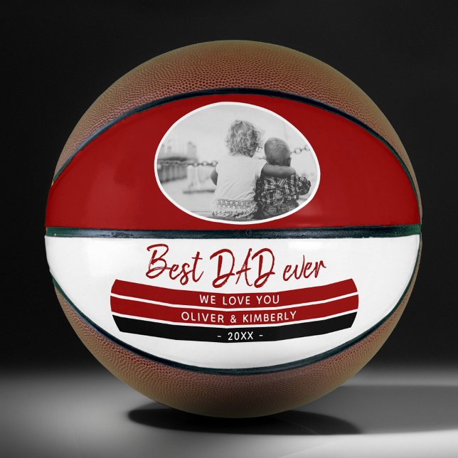 Ballon De Basket Meilleur papa Jamais Rouge moderne Père`Photo de l (Créateur téléchargé)