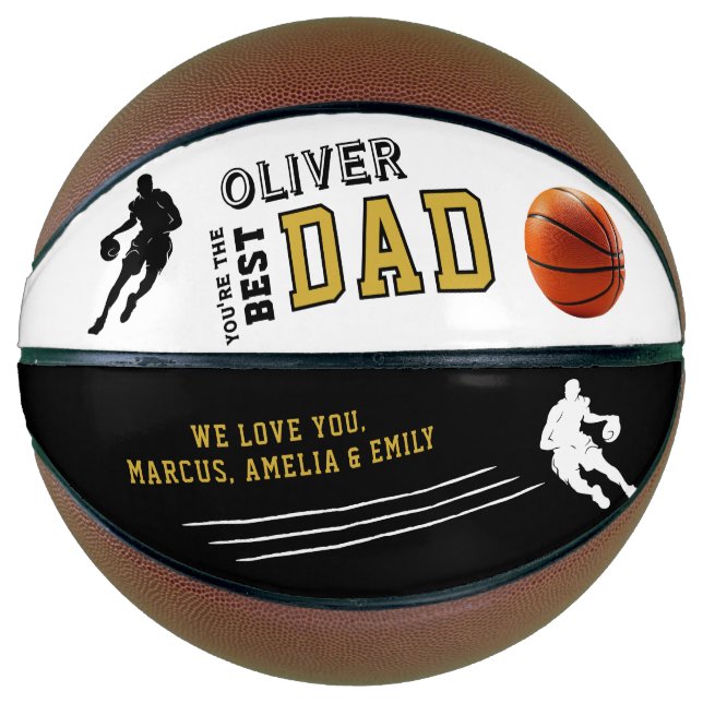 Ballon De Basket Meilleur papa Joueur Silhouette Père Keepsaké (Devant)