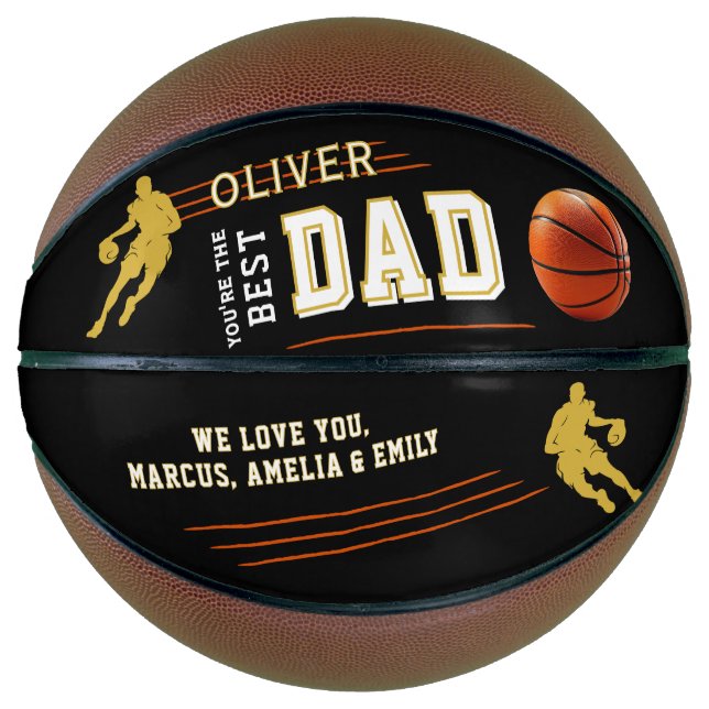 Ballon De Basket Meilleur papa Joueur Silhouette Père Keepsaké (Devant)