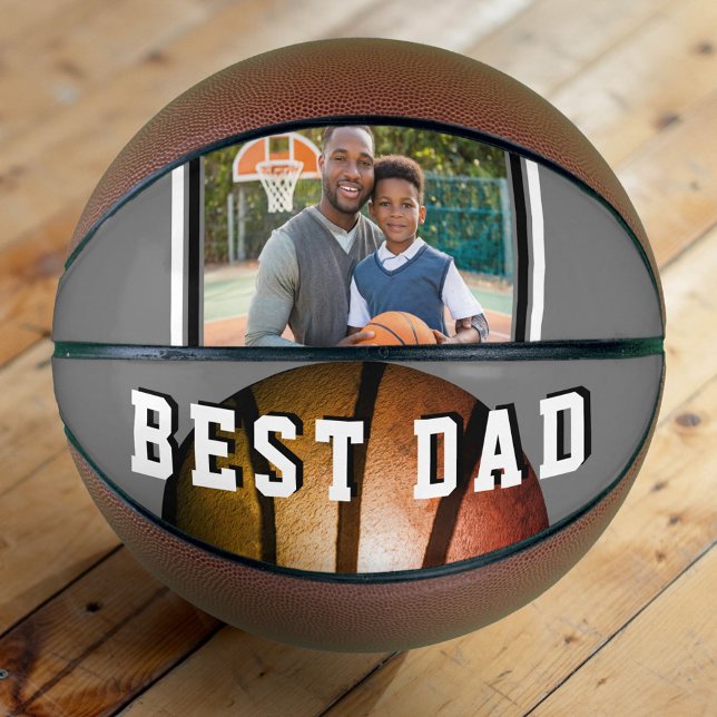 Ballon De Basket Meilleur papa Metallic Orange Père Photo (Créateur téléchargé)
