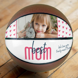 Ballon De Basket Meilleure Maman Coeur Rose Famille Photo Fête des 