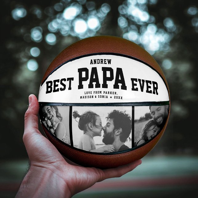 Ballon De Basket Moderne BEST PAPA JAMAIS Cool Collage photo tendan (Créateur téléchargé)