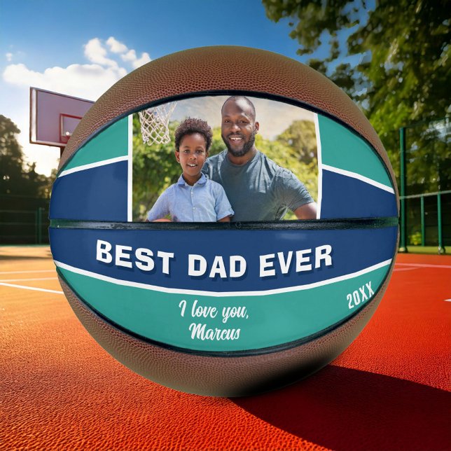 Ballon De Basket Moderne Bleu Meilleur Père Jamais Photo Père (Créateur téléchargé)