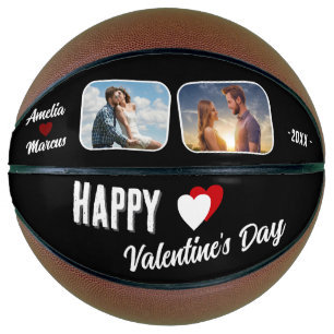 Ballon De Basket Moderne Joyeuse Saint-Valentin Noir 2 Photos