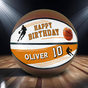 Ballon De Basket Moderne Silhouette Rayée Joyeux Anniversaire