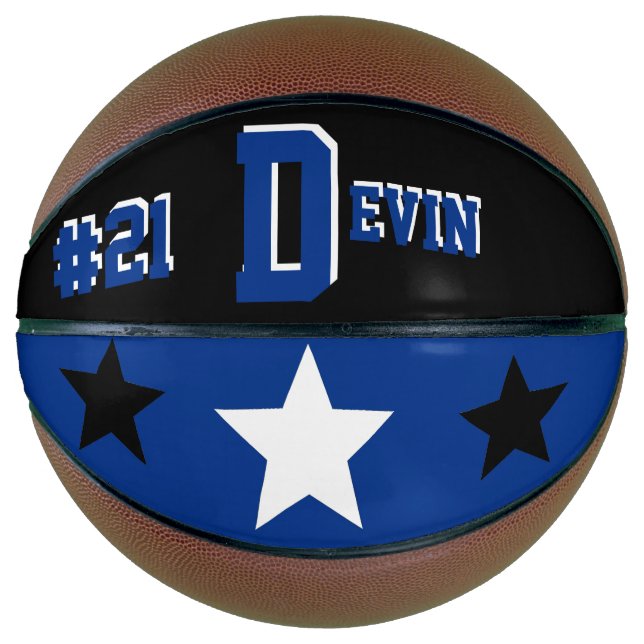 Ballon De Basket Monogramme Basket-ball noir, bleu et blanc (Devant)