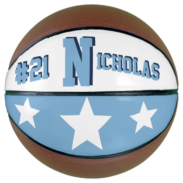 Ballon De Basket Monogramme bleu et blanc (Devant)