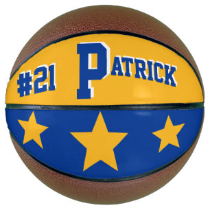 Ballon De Basket Monogramme bleu et or