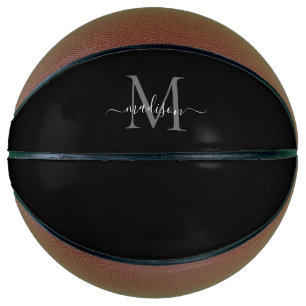 Ballon De Basket Monogramme gris argenté noir Feminine Girinine Scr