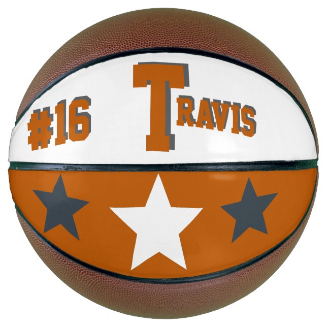 Ballon De Basket Monogramme orange, gris et blanc (Devant)