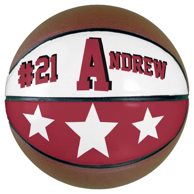 Ballon De Basket Monogramme rouge et blanc (Devant)