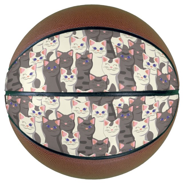 Ballon De Basket Motif de chats blancs et gris (Devant)