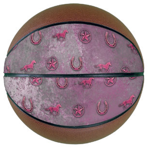 Ballon De Basket Motif de cheval (rose)