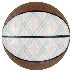 Ballon De Basket Motif diamant pastel vert et rose