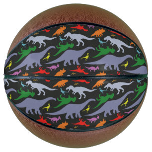 Ballon De Basket Motif Dinosaure coloré (foncé)