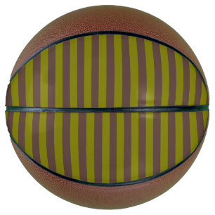 Ballon De Basket Motif rayé en chocolat brun et vert olive