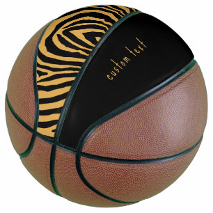 Ballon De Basket motif STRIPE POSTER DE ANIMAL RETRO OR & NOIR des