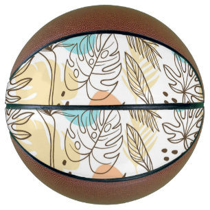Ballon De Basket Motif tropical d'été dessiné à la main