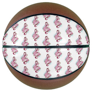 Ballon De Basket Musical treble clef notes with sakura flowers