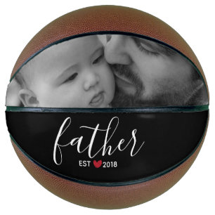 Ballon De Basket Noir Script Père Est. Année Photo personnalisée