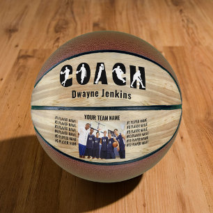 Ballon De Basket Nom de l'entraîneur Silhouette Équipe Joueurs et P