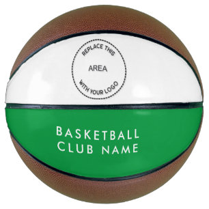 Ballon De Basket Nom du club de basket Logo Vert Blanc ou toute cou