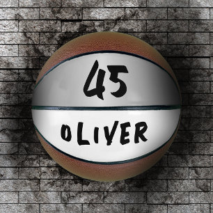 Ballon De Basket Nom et numéro de joueur en métal argenté moderne