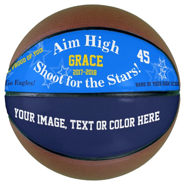 Ballon De Basket Nom personnalisé bleu Équipe Stars Basketball (Devant)