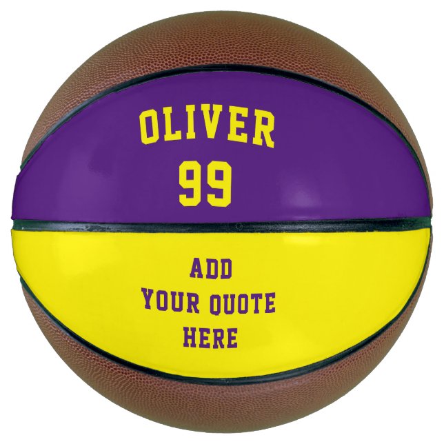 Ballon De Basket Nom simple violet et jaune (Devant)