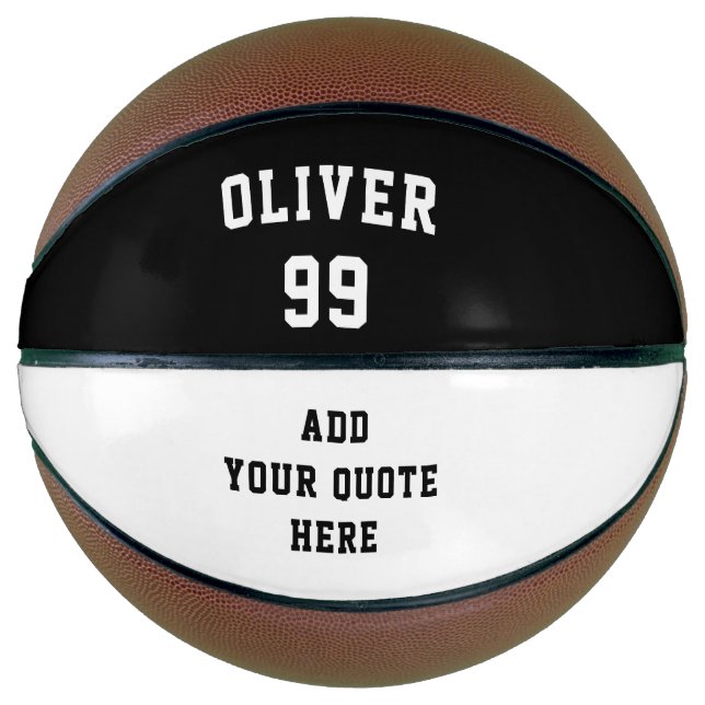 Ballon De Basket Numéro de citation simple noir et blanc (Devant)