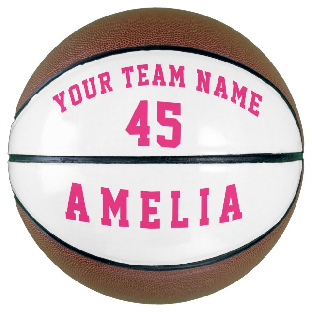Ballon De Basket Numéro d'équipe du joueur rose moderne (Devant)