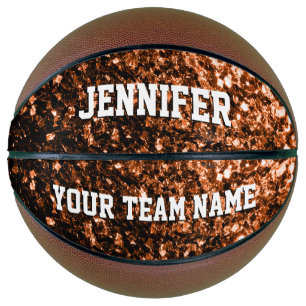 Ballon De Basket Paillettes bronze foncé scintillent Votre nom Équi