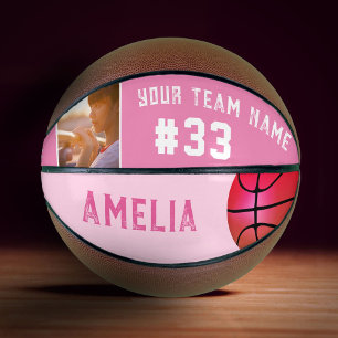 Ballon De Basket Panier rose Fille Joueuse Nom de l'équipe Numéro
