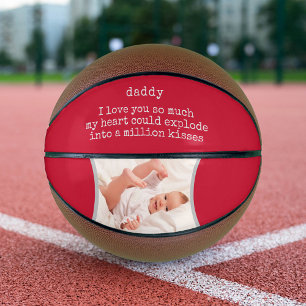 Ballon De Basket Papa I Love You Poem - Photo personnalisée Rouge
