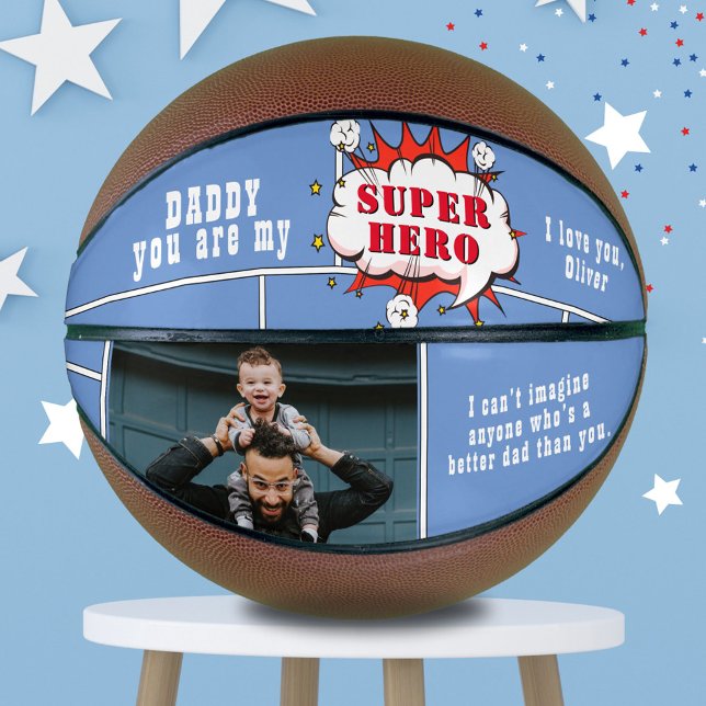 Ballon De Basket Papa Superhero Comic Speech Bubble Photo (Créateur téléchargé)