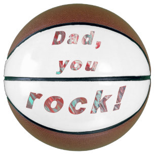 Ballon De Basket Papa, tu roches, des lettres colorées de basket