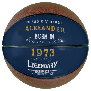 Ballon De Basket Personnalisé 50e anniversaire 1973 Monogramme Lége