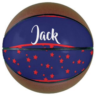 Ballon De Basket Petites étoiles rouges sur bleu